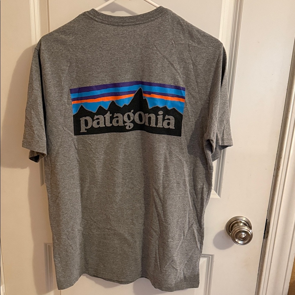 Patagonia Gray Short Sleeve Logo Tee, Men’s S